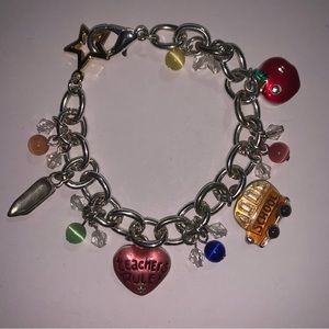 Silvertone Teacher Charm Bracelet